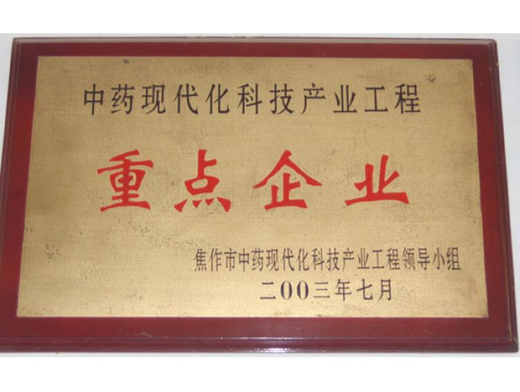 中药现代化科技产业重点企业